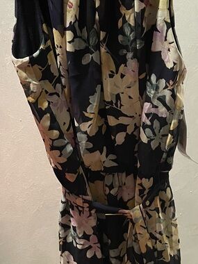 Chetta B Navy Floral Sleeveless Dress with Pastel Blooms